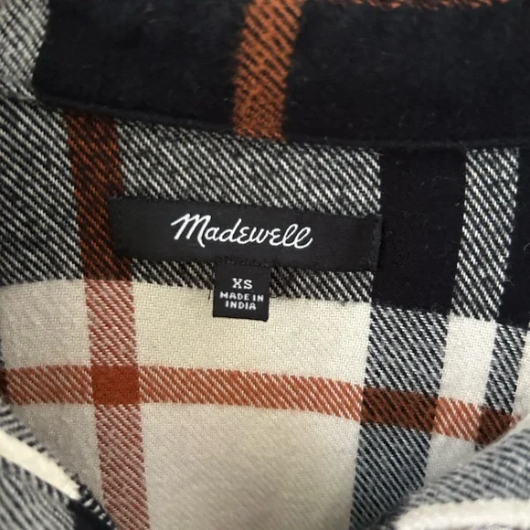 Madewell Checkered Shirt in Black, White, and Brown - Picture 4 of 5